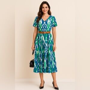 Draper’s & Damon’s women cottage prairie  watercolor 100% cotton sheath dress L